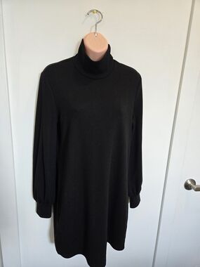 Dynamite Black Ribbed Turtleneck Long Sleeve Dress